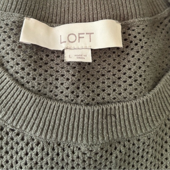 Loft Women's Sweater Size Large Cotton Open Weave Boho Green - Picture 3 of 5